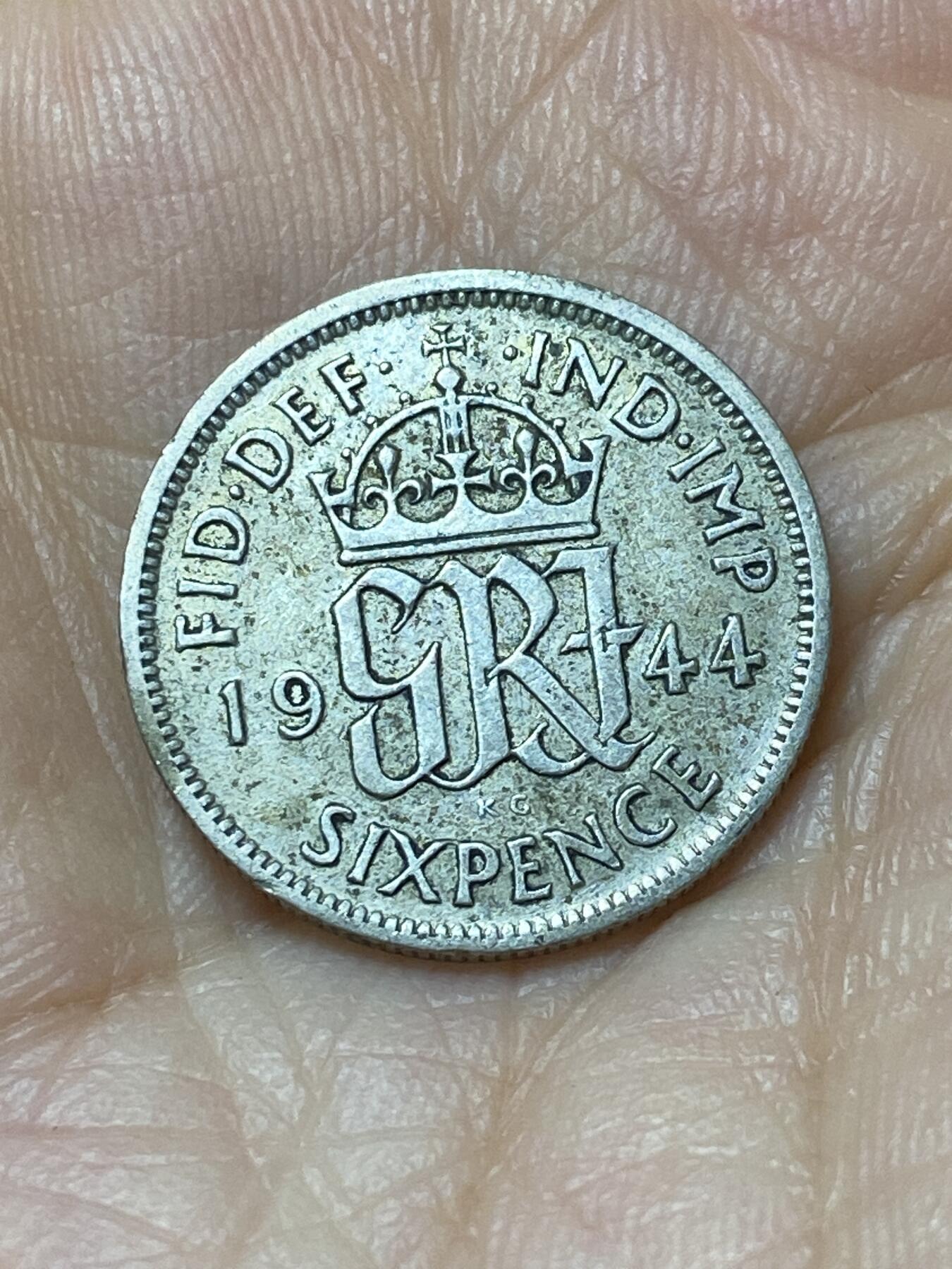 2025年第九十五场(总第一百二十一场）外国好品散币(免佣金) 英国🇬🇧1944年6便士银币(乔治六世第一版，500银)
