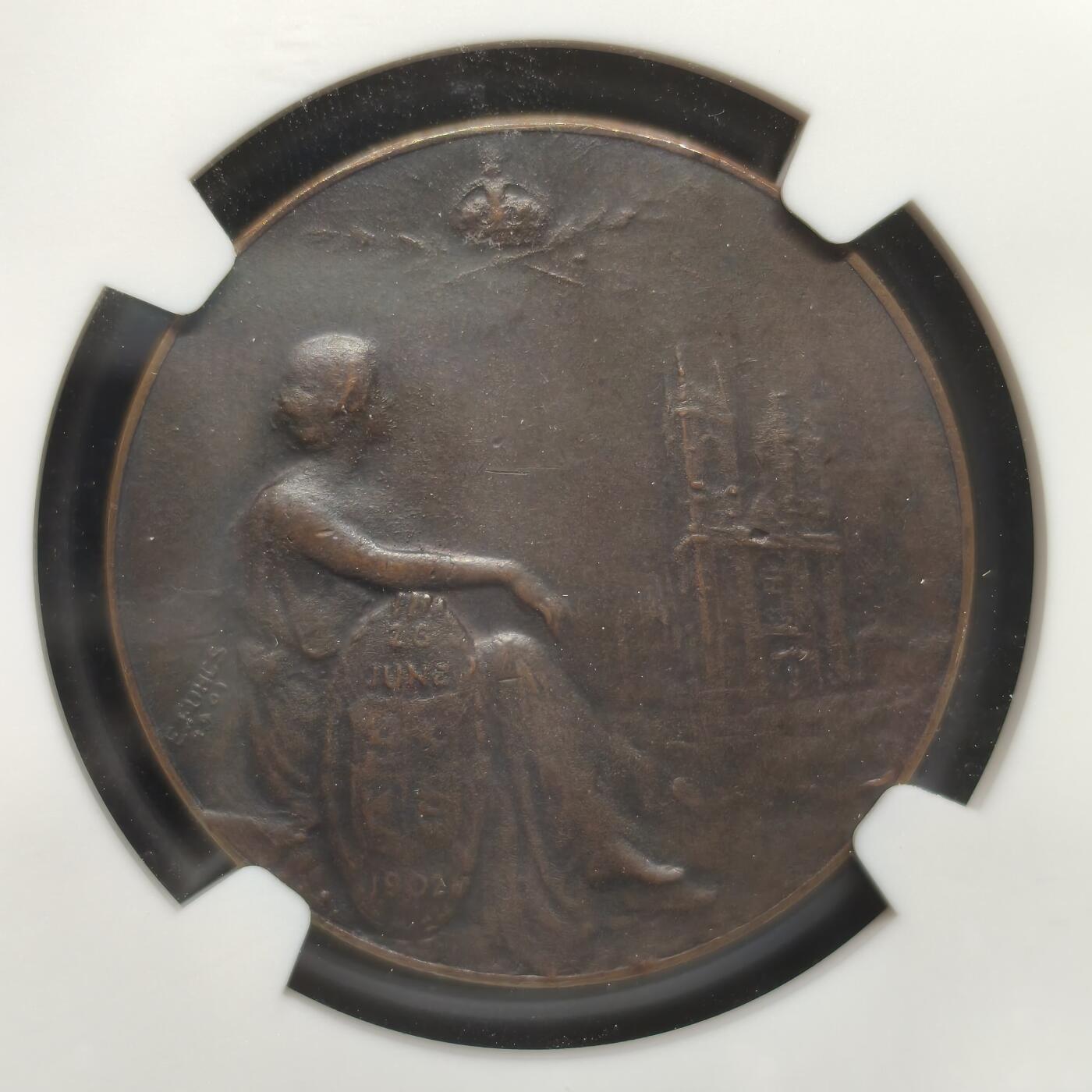 老蟹的宝藏🏴‍☠️ II-美国/奥地利/英国/其余国家评级币及散币 NGC MS61BN 英国1902年爱德华七世登基纪念铜章