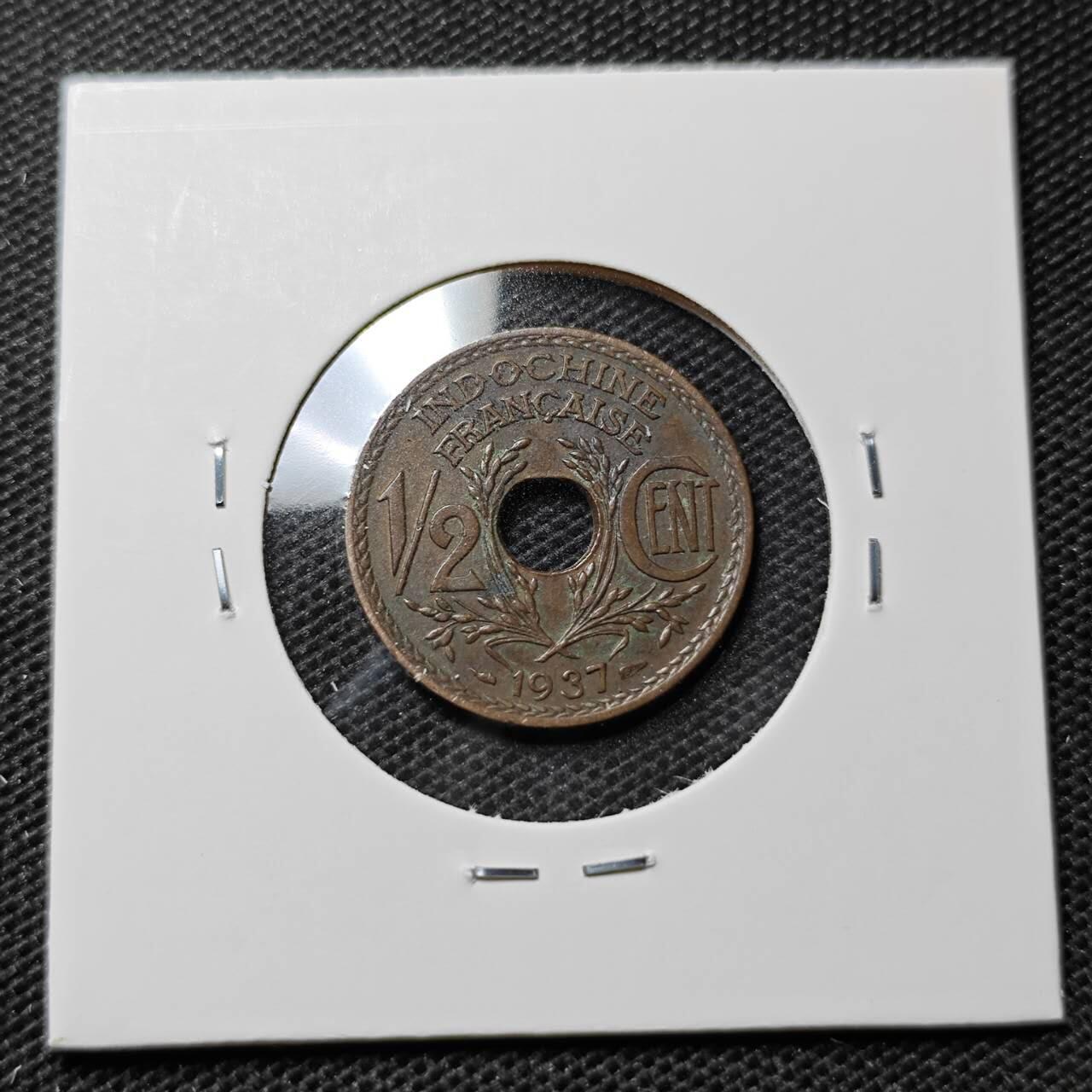 KK钱币收藏小铺 第345场 2月预留时间 周末发货  1937法属印支1/2铜币