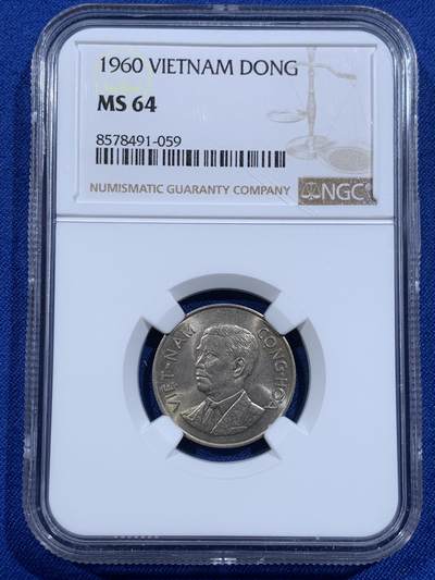《竞宝斋》第421场 周日，周一，周二  3场连拍 （全场包邮） - NGC MS64 越南1960年吴庭艳头像1DONG镍币