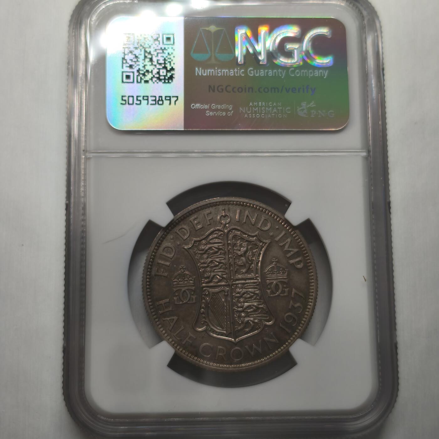 老蟹的宝藏🏴‍☠️ II-美国/奥地利/英国/其余国家评级币及散币 NGC MS66 英国1937年乔治六世精制1/2克朗-原盒拆出上海N错评
