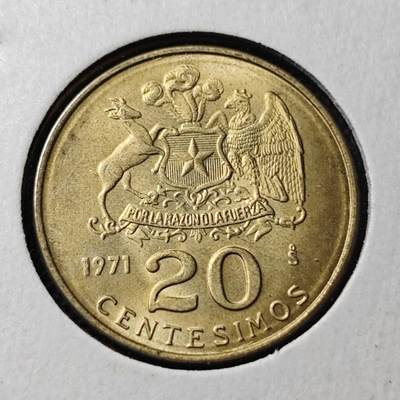KK钱币收藏小铺 第346场 2月预留时间 周末发货 - 1971智利20分 好品