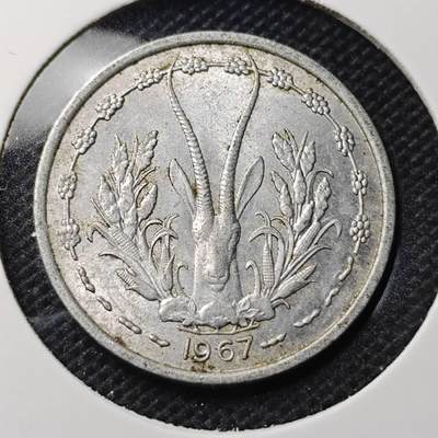KK钱币收藏小铺 第344场 2月预留时间 周末发货 - 1967西非1法郎 
