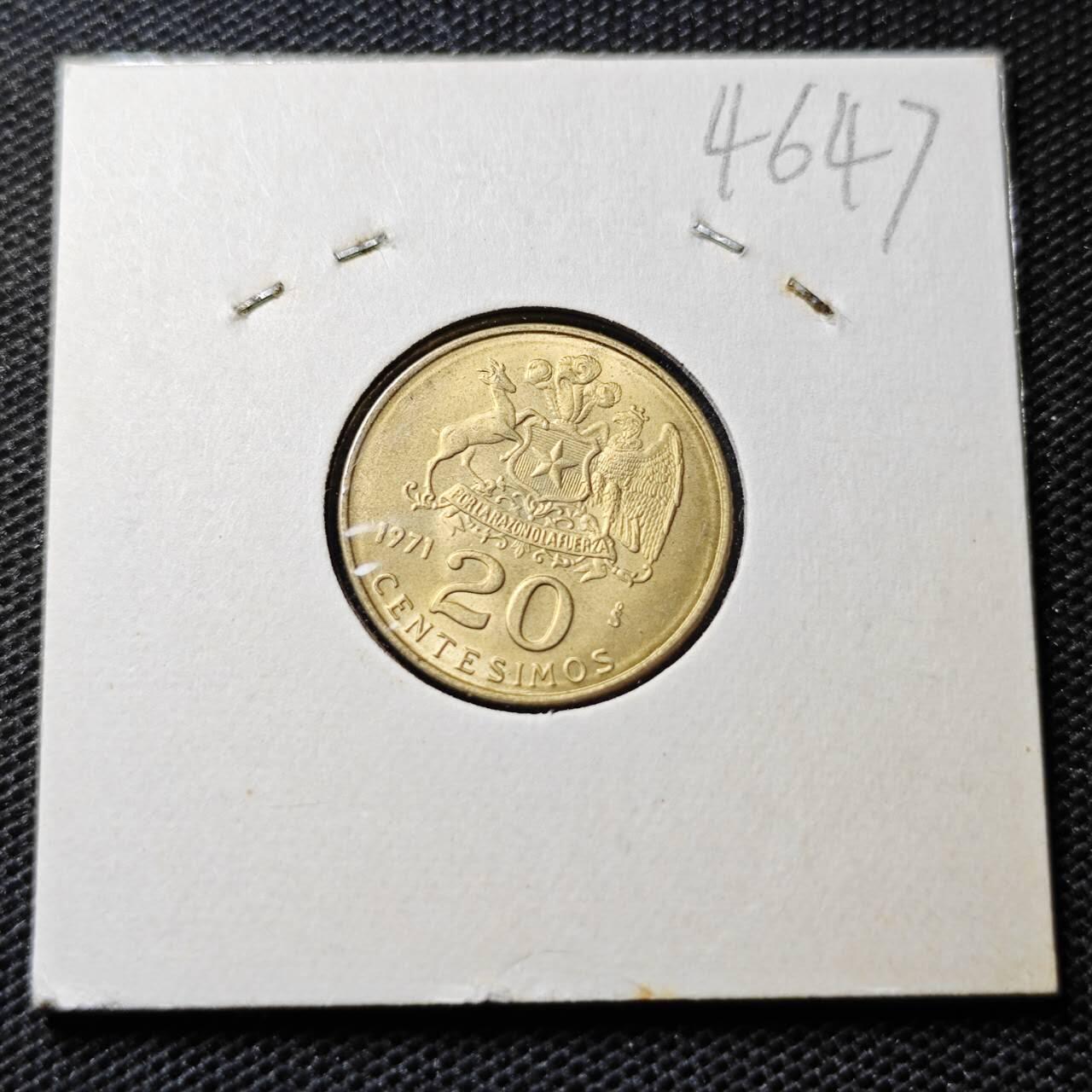 KK钱币收藏小铺 第346场 2月预留时间 周末发货 1971智利20分 好品