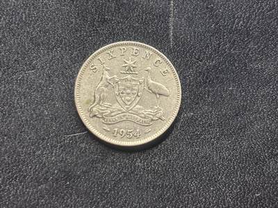 邮泉阁限时拍卖第二十六场 各国硬币专场（硬币在国外） - 澳大利亚1954年6便士0.500银币2.83克