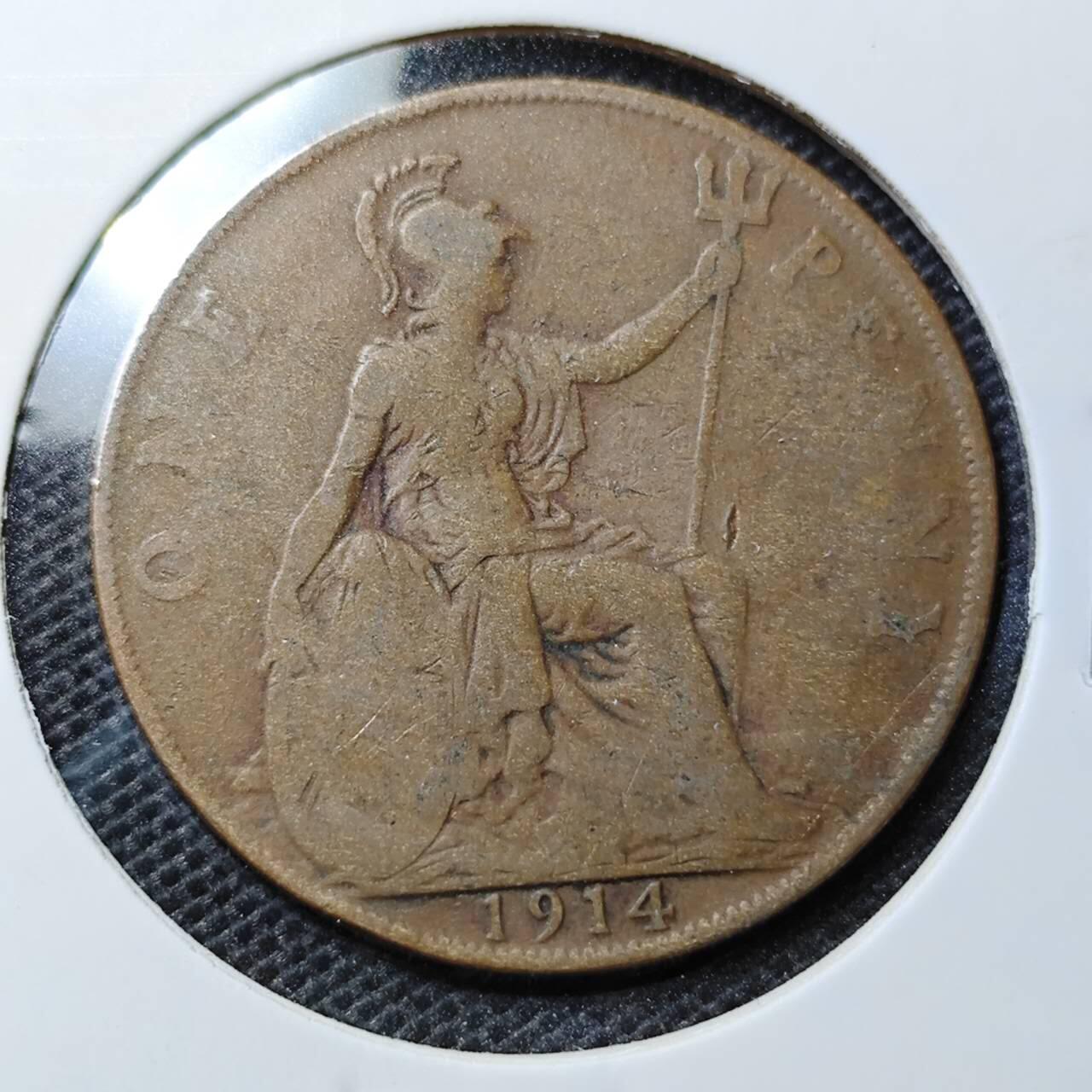 KK钱币收藏小铺 第345场 2月预留时间 周末发货  1914英国1便士铜币