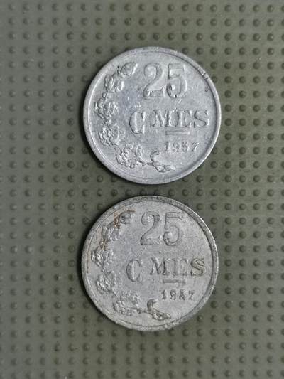 2025年第87场各国散币拍卖（总第87场） - 卢森堡1957年25分铝币2枚