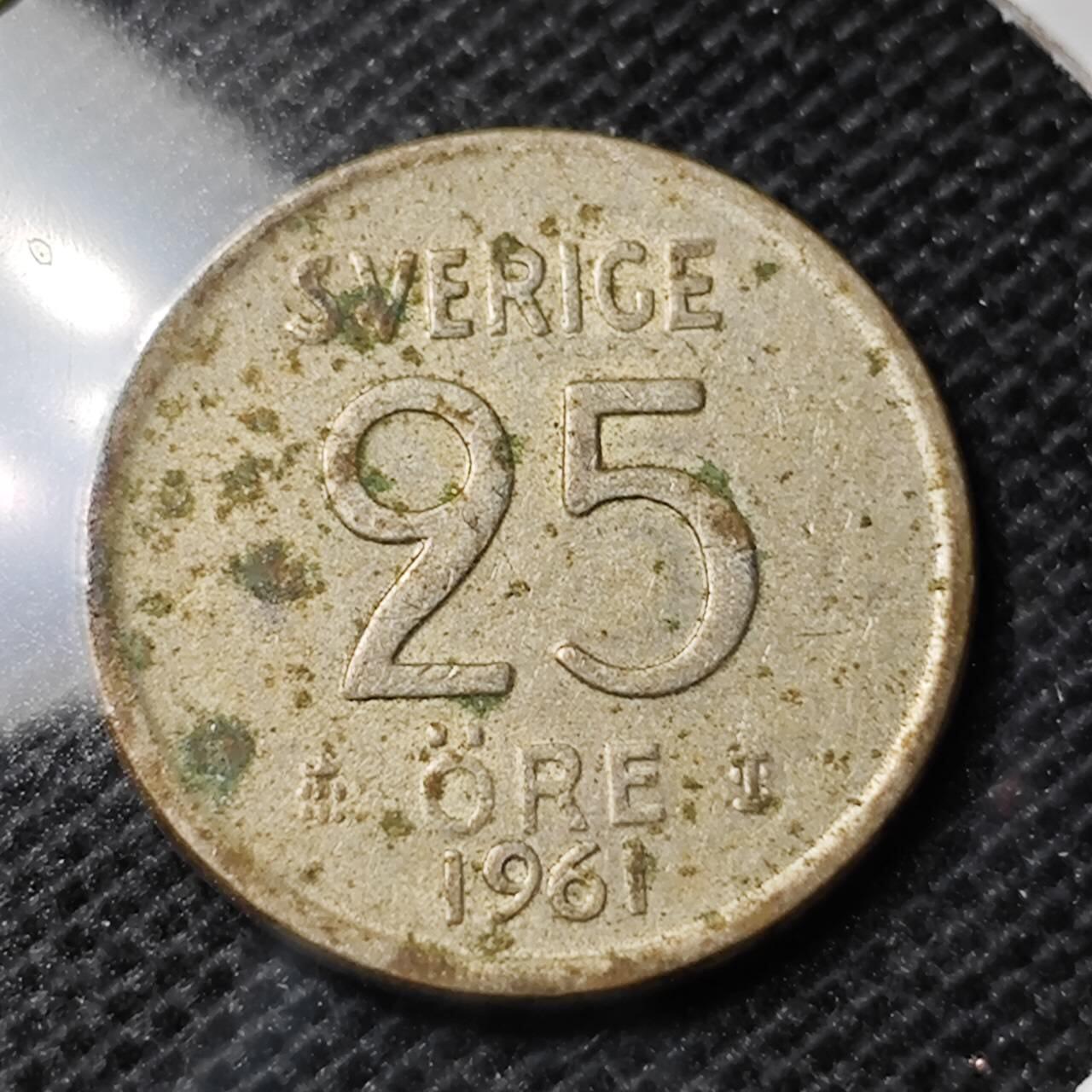 KK钱币收藏小铺 第346场 2月预留时间 周末发货  1961瑞典25欧尔银币