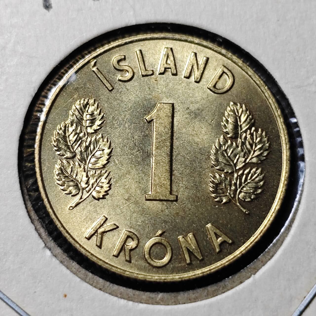 KK钱币收藏小铺 第346场 2月预留时间 周末发货 1974 冰岛1克朗 好品