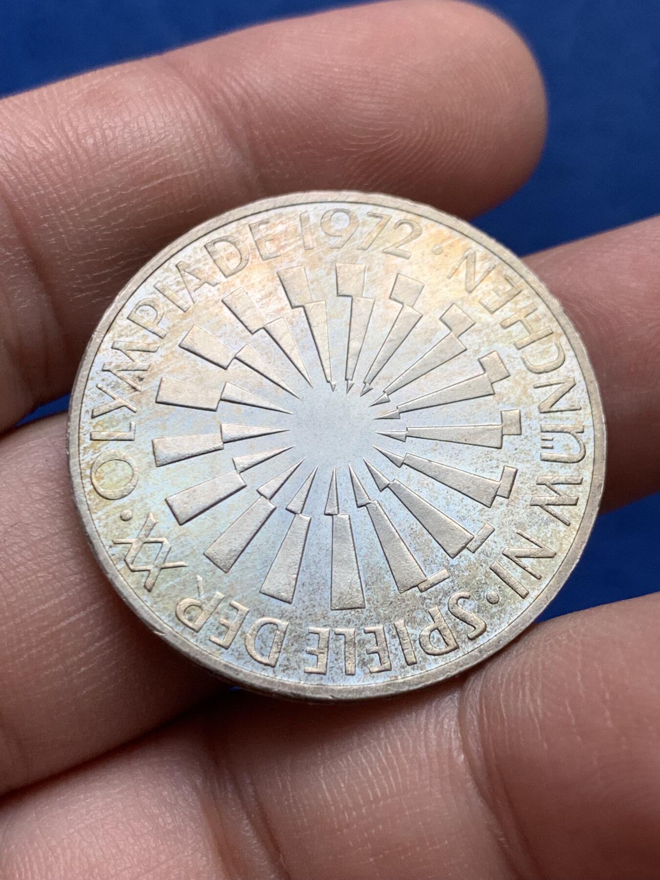 《竞宝斋》第421场 周日，周一，周二  3场连拍 （全场包邮） 德国1972年10马克银币 淡金包浆