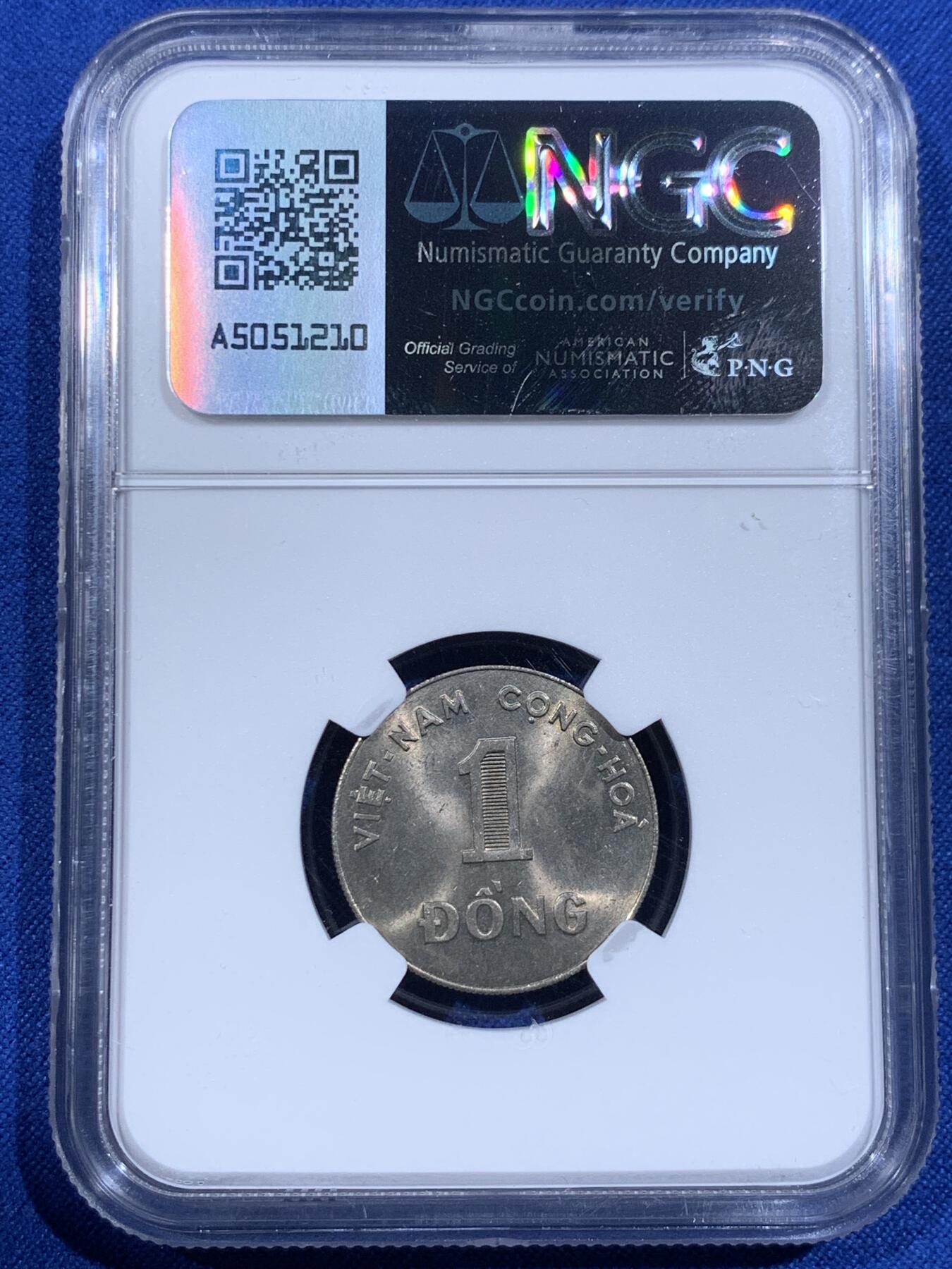 《竞宝斋》第421场 周日，周一，周二  3场连拍 （全场包邮） NGC MS64 越南1964年麦穗1DONG镍币
