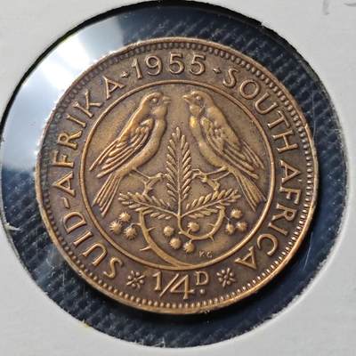 KK钱币收藏小铺 第345场 2月预留时间 周末发货 -  1955英属南非1/4便士铜币