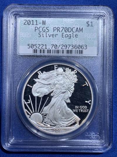 《竞宝斋》第421场 周日，周一，周二  3场连拍 （全场包邮） - PCGS PR70DCAM 美国2011年行走女神精制银币 少见的特殊标签绿盒