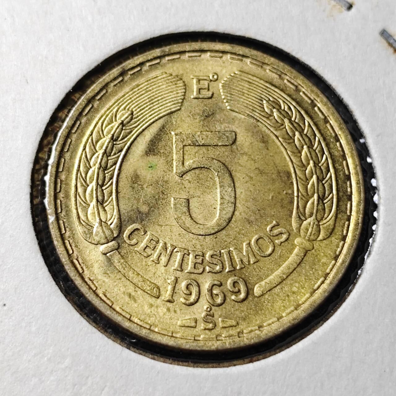 KK钱币收藏小铺 第346场 2月预留时间 周末发货 1969智利5分 好品铜币 飞鹰