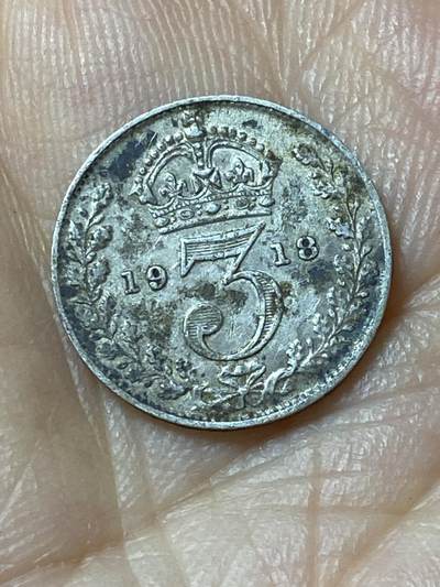 2025年第九十五场(总第一百二十一场）外国好品散币(免佣金) - 英国🇬🇧1918年3便士银币(乔治五世第一版，925银)