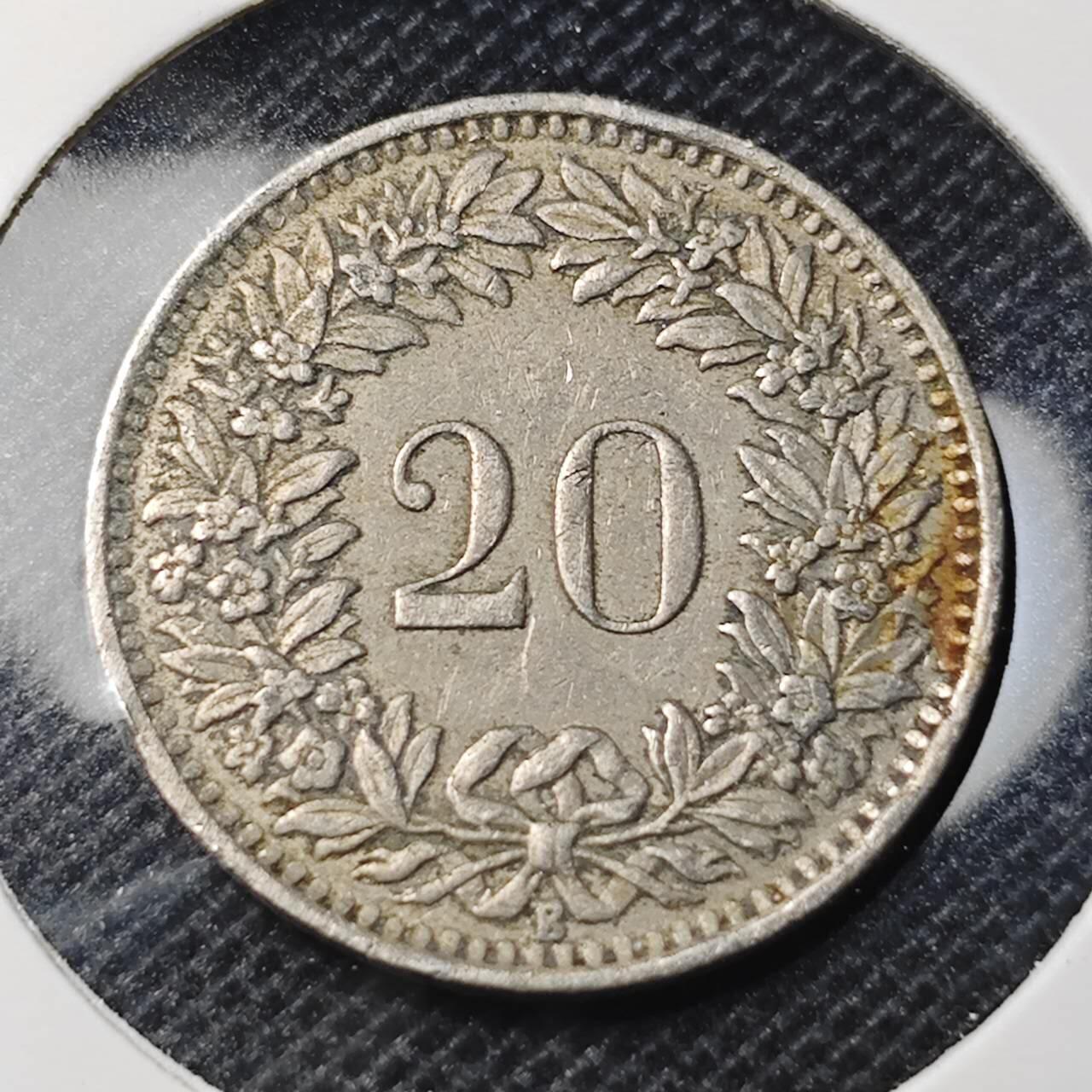 KK钱币收藏小铺 第344场 2月预留时间 周末发货 1944瑞士20分