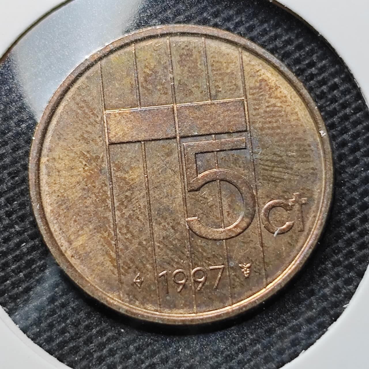 KK钱币收藏小铺 第344场 2月预留时间 周末发货 1997荷兰5分 铜币