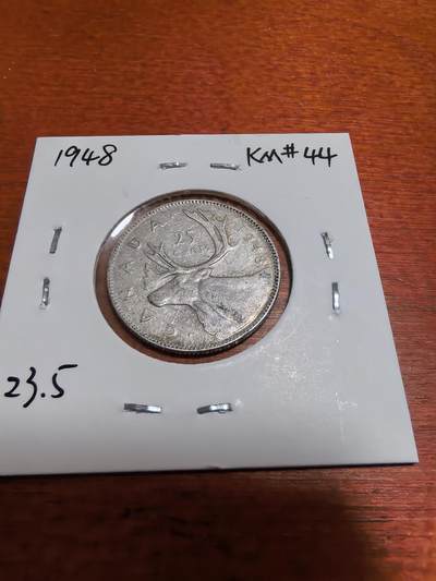 长老汇马年精选第十九场拍卖 1948加拿大乔治六世25分银币，5.83克800银，小年，克书500美金