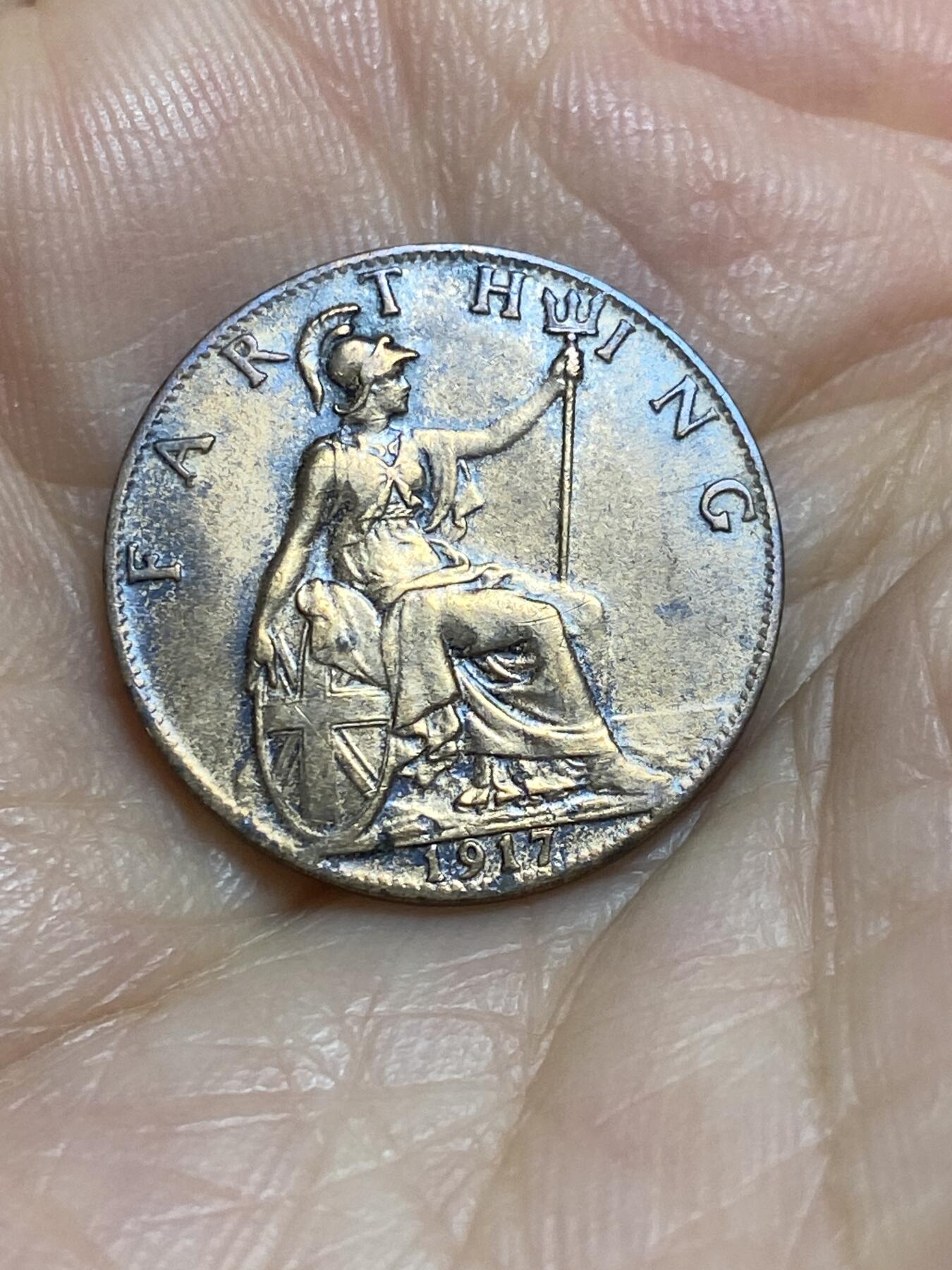 2025年第九十五场(总第一百二十一场）外国好品散币(免佣金) 英国🇬🇧1917年1法新(乔治五世第一版)