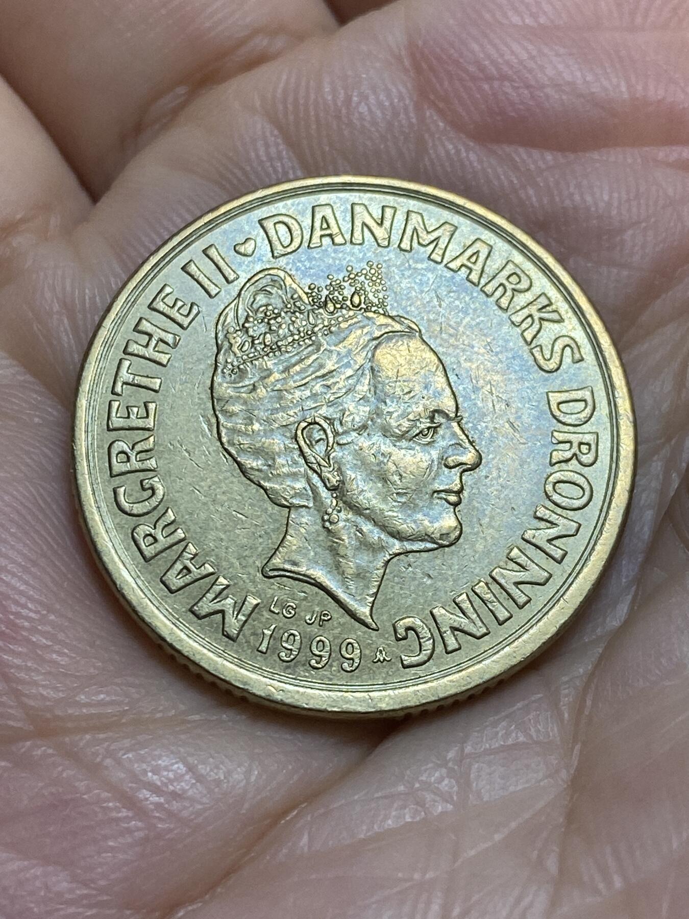2025年第九十五场(总第一百二十一场）外国好品散币(免佣金) 丹麦🇩🇰1999年20克朗(玛格丽特二世时期，第二版LG; JP; A版)