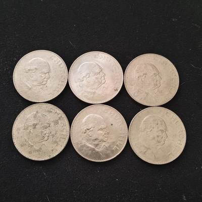 【全场包邮】纯粹捡漏拍463场-大量精品持续更新 - 【批量】英国1965年1克朗丘吉尔克朗型纪念币6枚一组