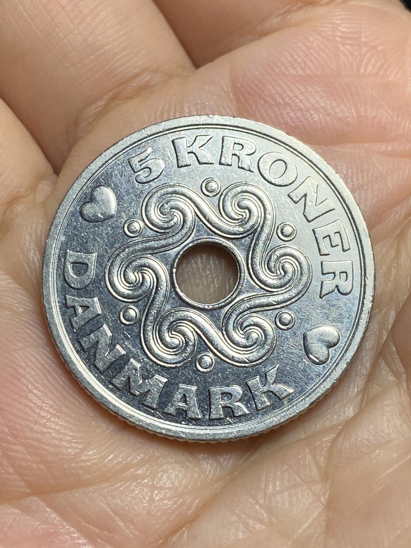 2025年第九十五场(总第一百二十一场）外国好品散币(免佣金) 丹麦🇩🇰1998年5克朗(玛格丽特二世时期，LG; JP; A版)