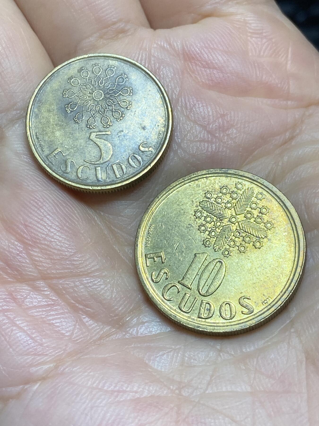 2025年第九十五场(总第一百二十一场）外国好品散币(免佣金) 葡萄牙🇵🇹2枚：1997年5埃斯库多，1992年10埃斯库多