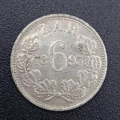 【淘币小摊】限时拍第七百五十二拍  小银币场 满百包邮可预留两周  周一统一发货  - 南非德兰士瓦1895年6便士银币