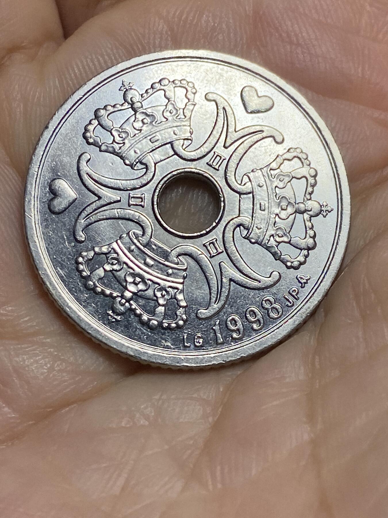 2025年第九十五场(总第一百二十一场）外国好品散币(免佣金) 丹麦🇩🇰1998年5克朗(玛格丽特二世时期，LG; JP; A版)