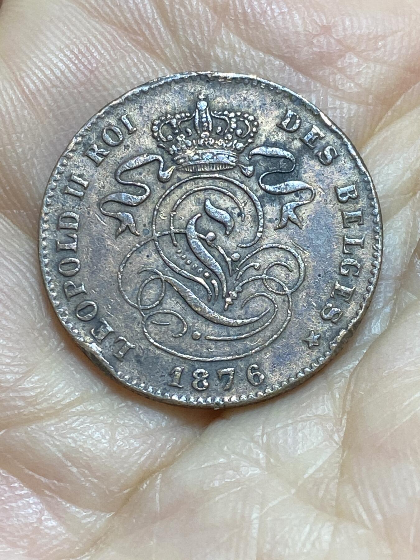 2025年第九十五场(总第一百二十一场）外国好品散币(免佣金) 比利时🇧🇪1876年2分(利奥波德二世时期，第一版关门年)