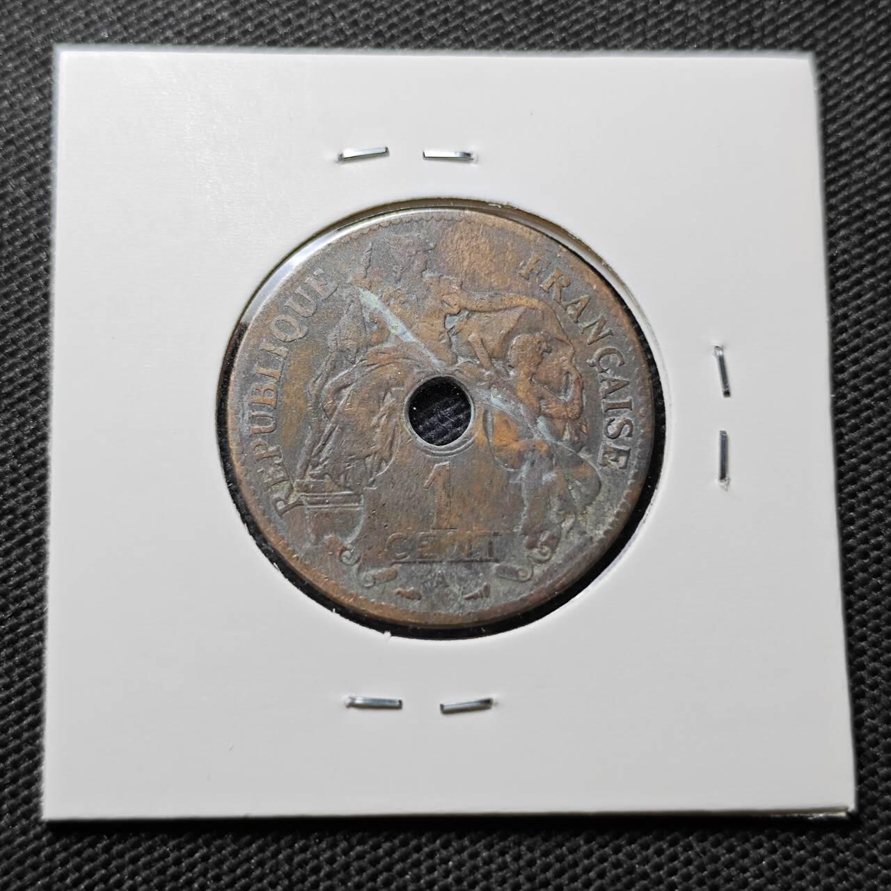KK钱币收藏小铺 第347场 2月预留时间 周末发货 1903法属印度支那1/100分铜币 早期厚版