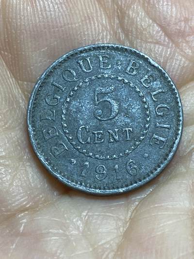 2025年第九十五场(总第一百二十一场）外国好品散币(免佣金) - 比利时🇧🇪1916年5分(阿尔贝一世，一战德国占领时期，关门年仅发行2年)