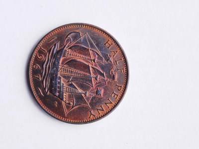 1967年伊丽莎白帆船炫彩包浆半便士 - 1967年伊丽莎白帆船炫彩包浆半便士