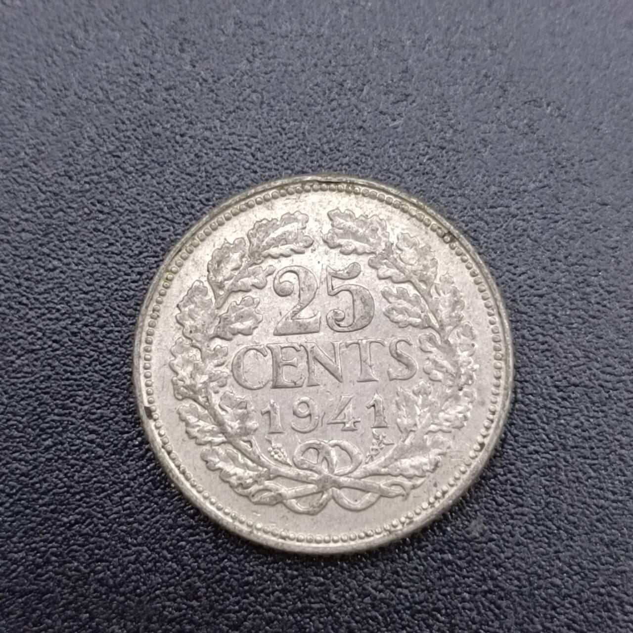 【淘币小摊】限时拍第七百五十二拍  小银币场 满百包邮可预留两周  周一统一发货  荷兰1941年25分银币