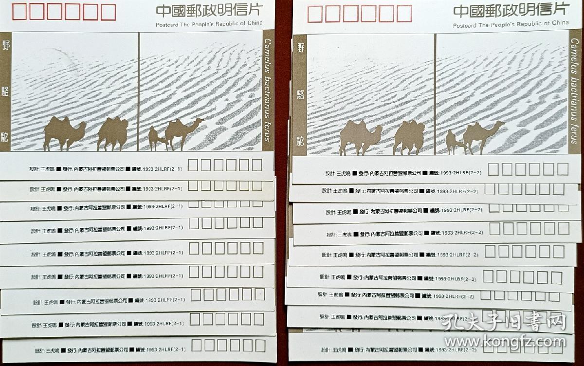 ↓君缘收藏601期☞钱币邮品↓无佣金、可寄存、满30元包邮  极限片，1993年内蒙古阿拉善盟邮票公司发行《野骆驼》极限明信片，有多套随机发一套