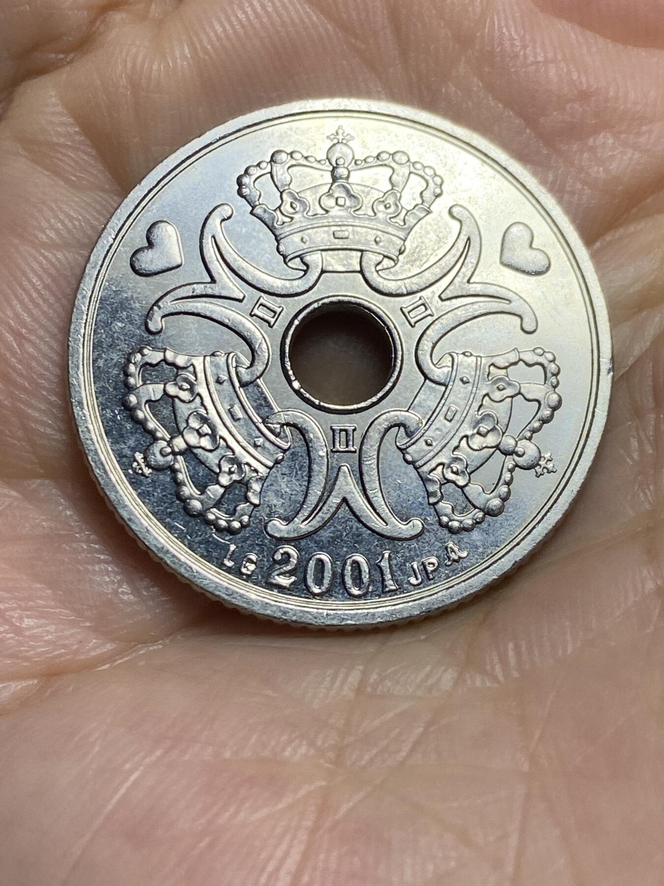 2025年第九十五场(总第一百二十一场）外国好品散币(免佣金) 丹麦🇩🇰2001年5克朗(玛格丽特二世时期，LG; JP; A版)