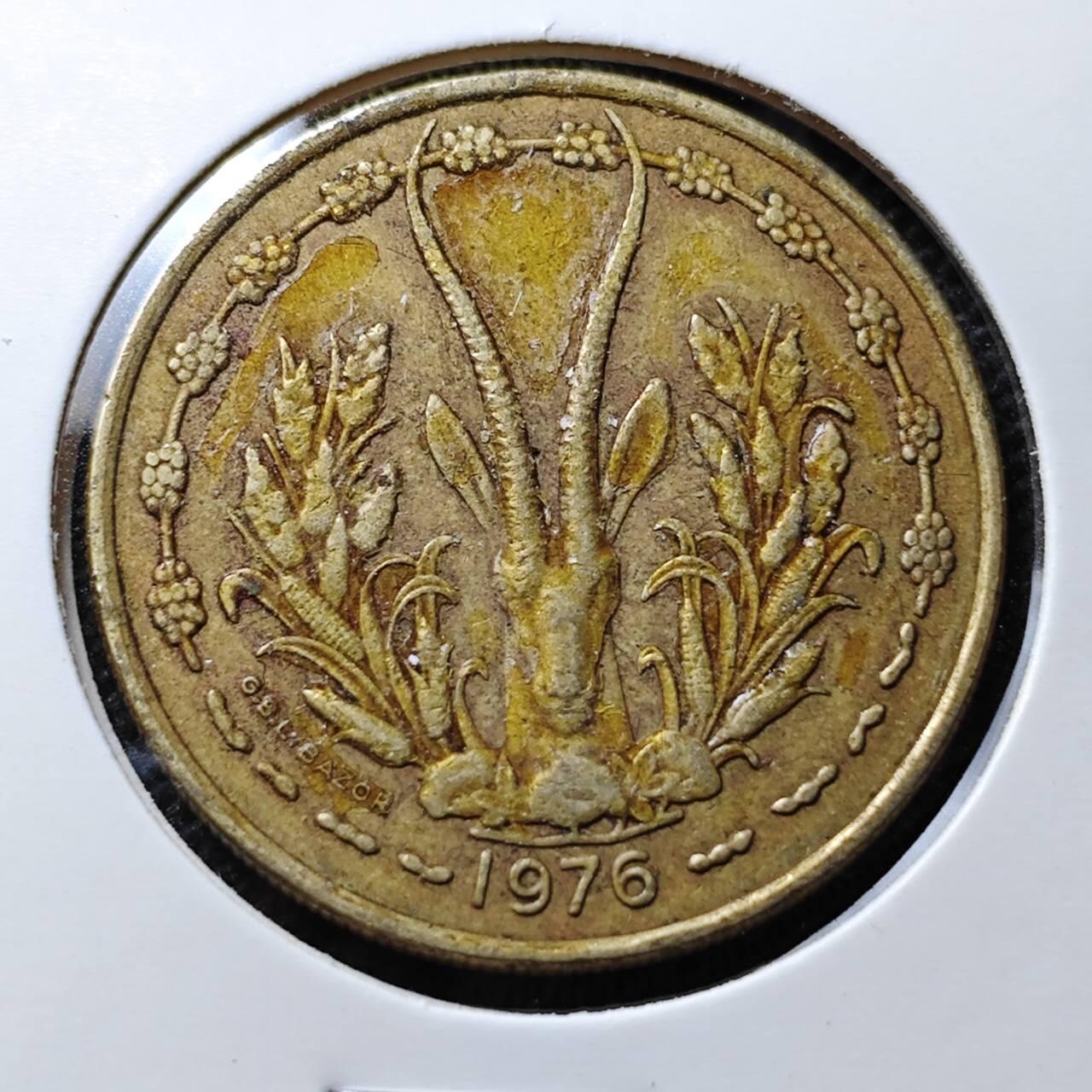 KK钱币收藏小铺 第347场 2月预留时间 周末发货 1976西非25法郎 