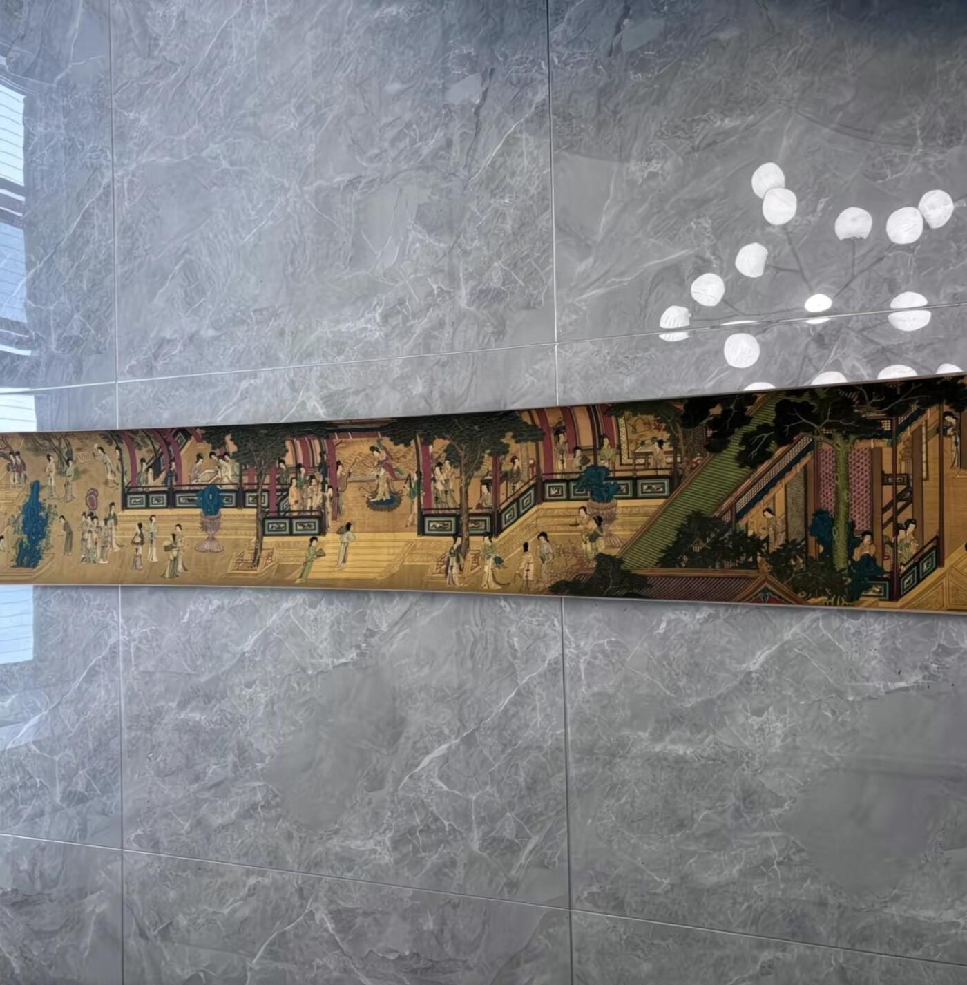 听雨轩 名人书画卷轴 仇英百美图 蓝光防伪 荣宣斋字画收藏220/30cm