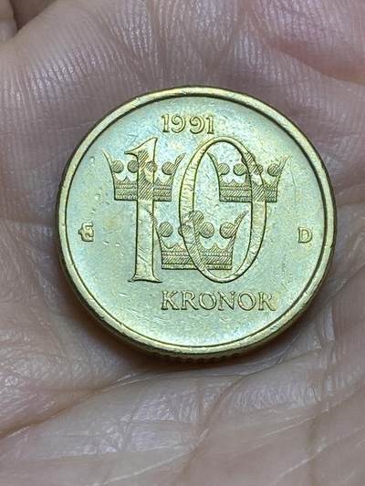 2025年第九十五场(总第一百二十一场）外国好品散币(免佣金) - 瑞典🇸🇪1991年10克朗(卡尔十六世古斯塔夫时期，首发年，D标，Medal章型币)