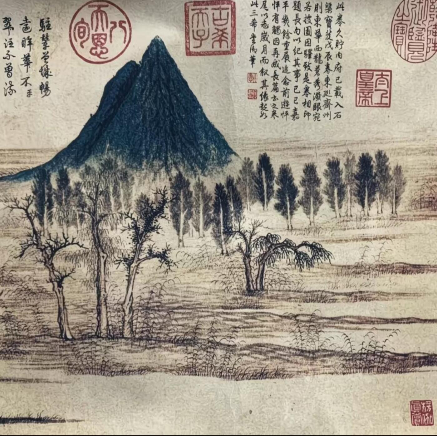 听雨轩 名人书画卷轴 赵孟頫鹊华秋色图 尺寸全长223×30/cm