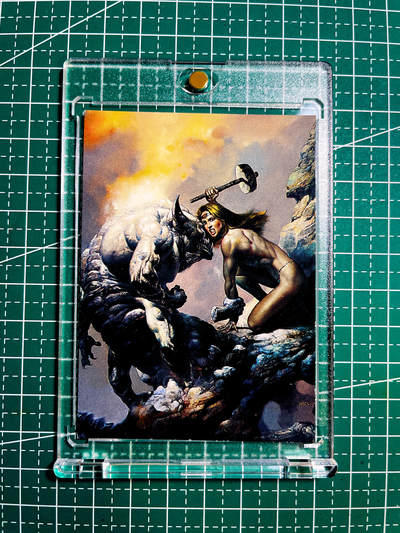 【关注参拍有赠卡】显眼宝33期  9.26日晚21:50结束 - 【带卡砖】著名 1994 Boris Vallejo 鲍里斯·瓦莱约 插画 PEDRUM 卡牌一张 保存良好普卡 63*88