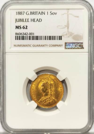 博洋堂“良辰美钰”中秋国庆双节精品专场暨第141期（全场包邮） - NGC MS62 英国1887年维多利亚高冠索维林金币