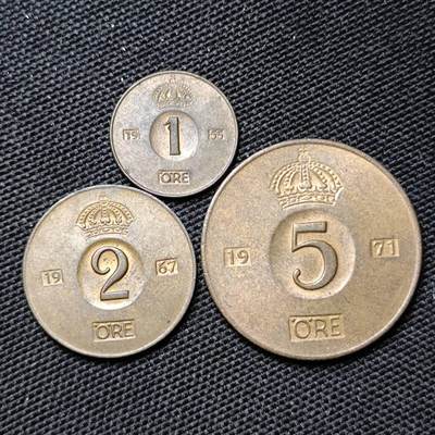 KK钱币收藏小铺 第346场 2月预留时间 周末发货 -  瑞典大小面值铜币一组