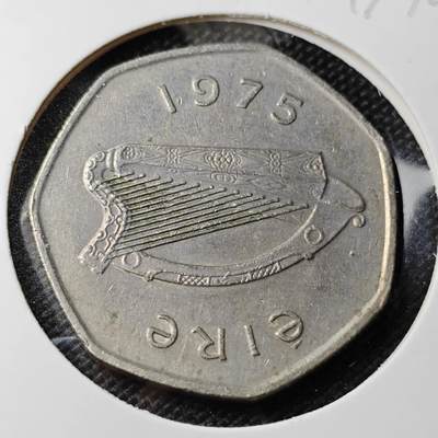 KK钱币收藏小铺 第347场 2月预留时间 周末发货 - 1975爱尔兰50便士 