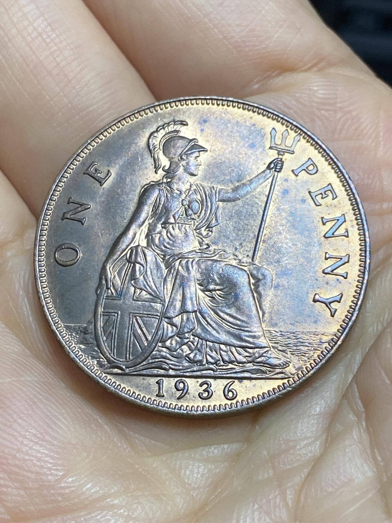 2025年第九十五场(总第一百二十一场）外国好品散币(免佣金) 带光好品–英国🇬🇧1936年1便士(乔治五世逝世年，第三版关门年)