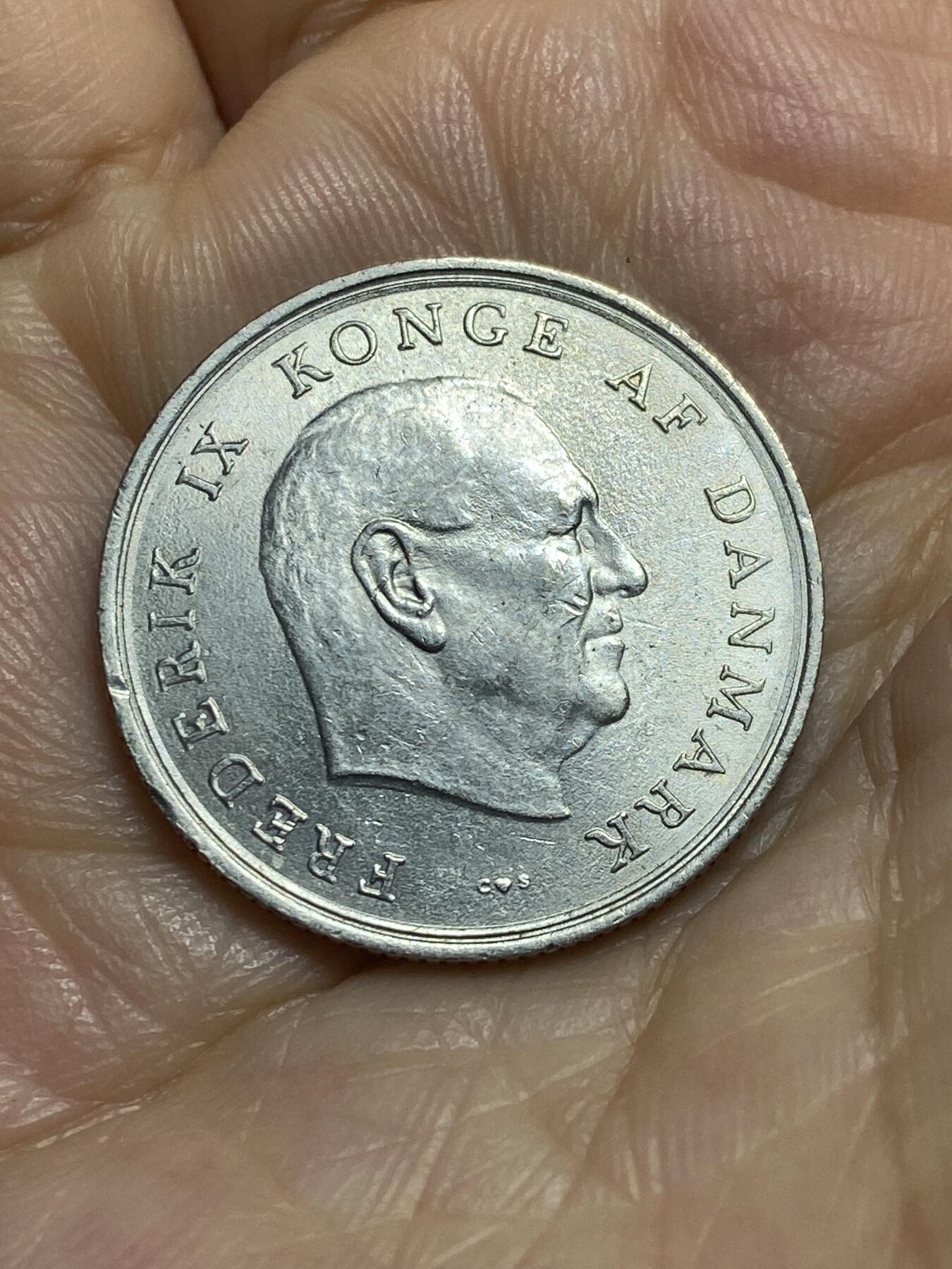 2025年第九十五场(总第一百二十一场）外国好品散币(免佣金) 丹麦🇩🇰1961年1克朗(弗雷德里克九世第三版，C; S版)