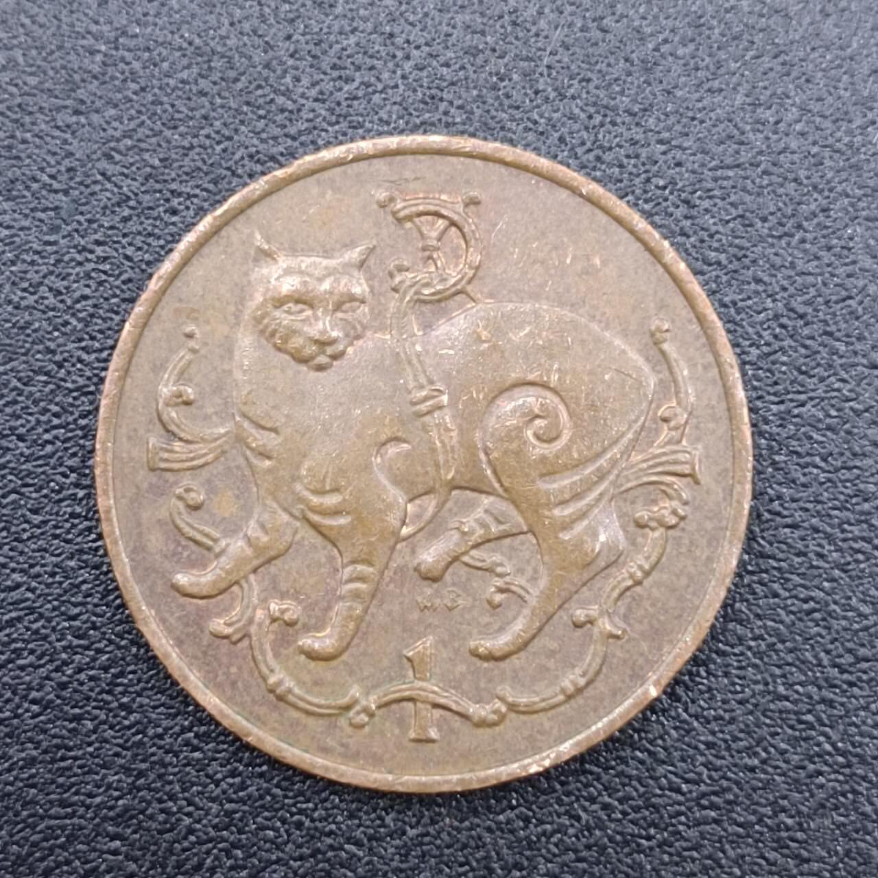 【淘币小摊】实时拍第七百五十一拍  散币场  满百包邮可预留二周 每周一统一发货   马恩岛1980年无尾猫一便士铜币