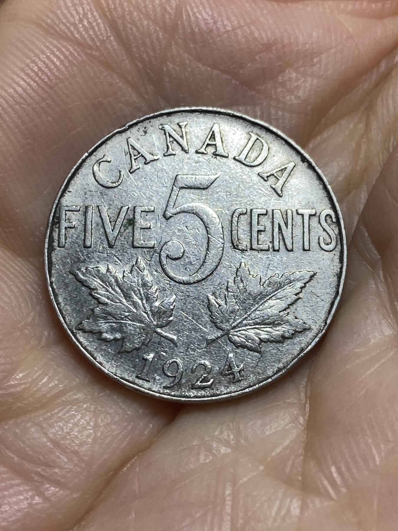 2025年第九十五场(总第一百二十一场）外国好品散币(免佣金) 加拿大🇨🇦1924年5分(乔治五世第四版)