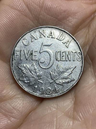 2025年第九十五场(总第一百二十一场）外国好品散币(免佣金) - 加拿大🇨🇦1924年5分(乔治五世第四版)