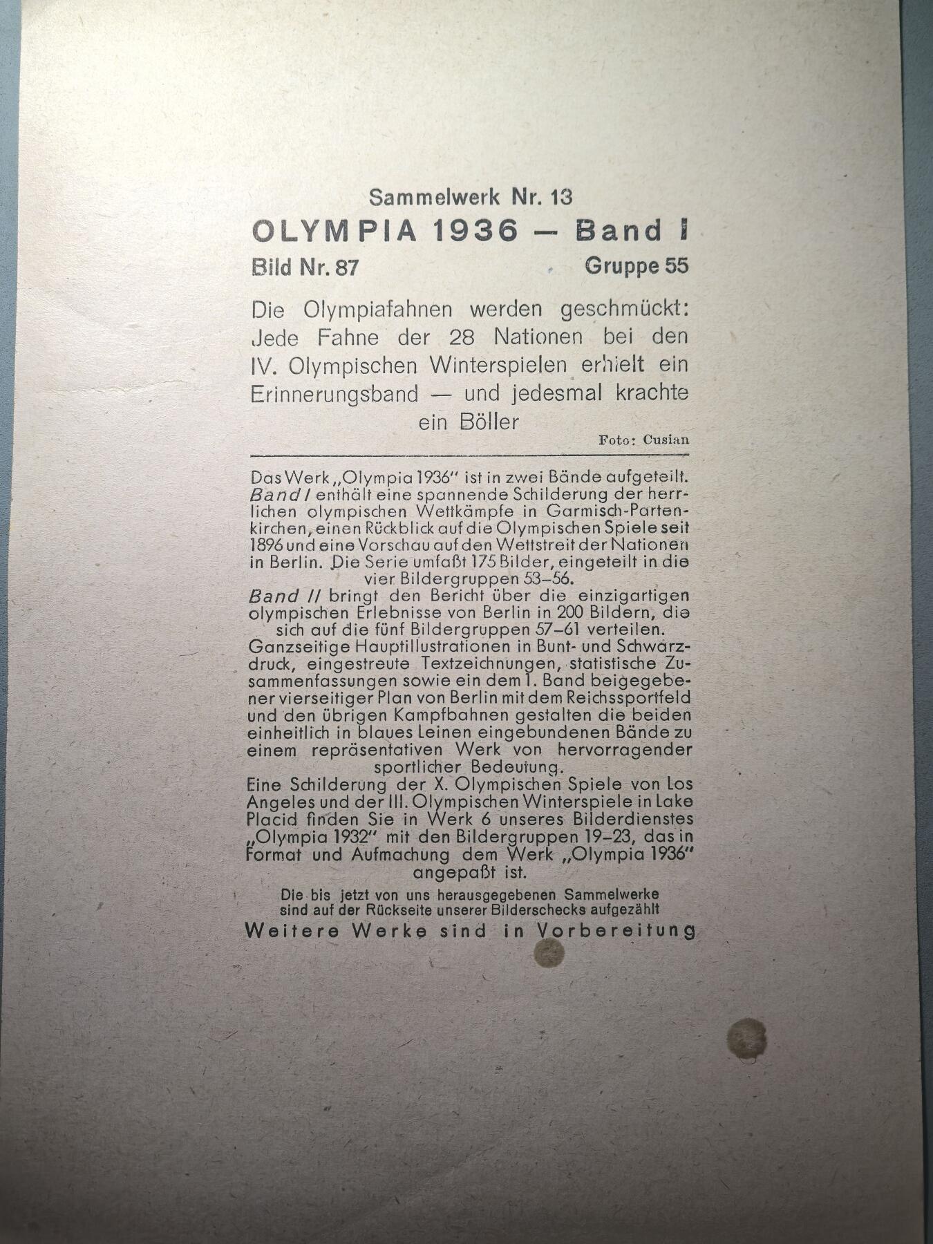 盛世勋华——号角文化勋章邮票专场拍卖第280期 德国（1939）1936年柏林奥运会大尺寸宣传照片 奥运旗帜正在被装饰：第四届冬季奥运会上28个国家的每一面旗帜都将获得一个纪念环——并且每次都会响起一声礼炮